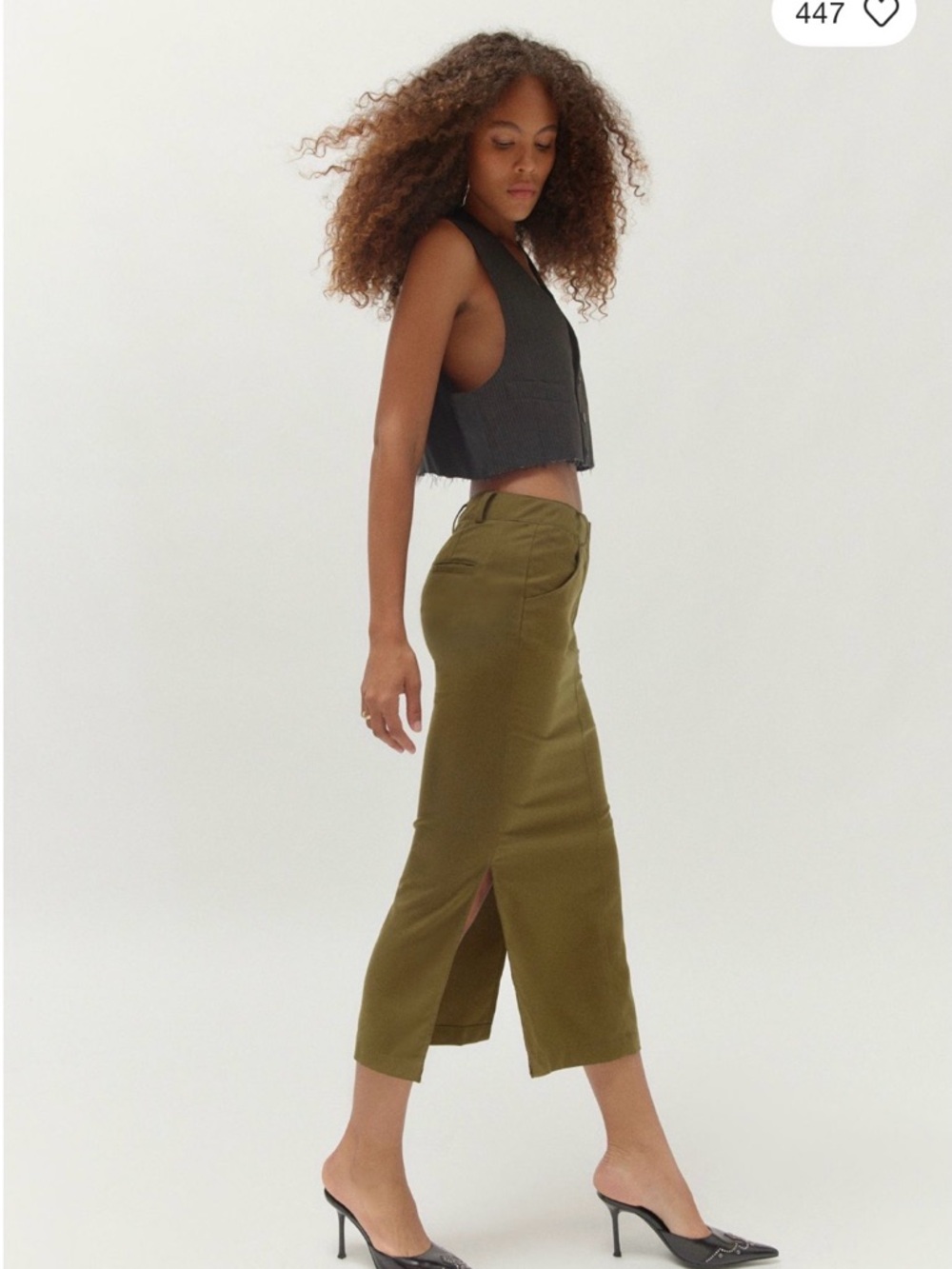 Urban Outfitters Olive Midi Pencil Skirt with Side Slits